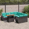 vidaXL 9 Piece Garden Sofa Set with Cushions Black Poly Rattan