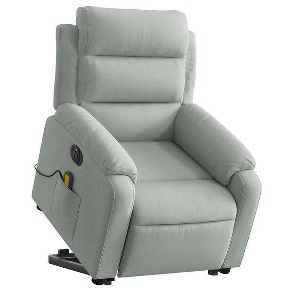 vidaXL Electric Stand up Massage Recliner Chair Light Grey Velvet