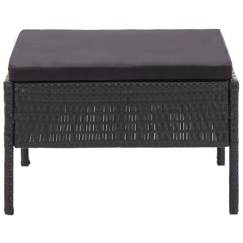 vidaXL 6 Piece Garden Lounge Set with Cushions Poly Rattan Black