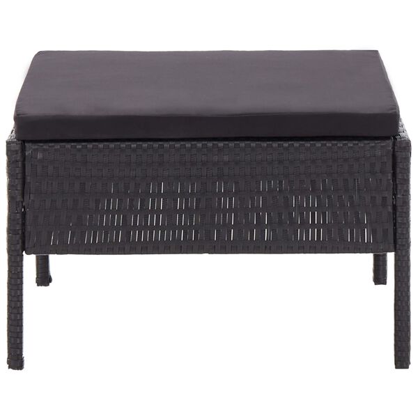 vidaXL 6 Piece Garden Lounge Set with Cushions Poly Rattan Black