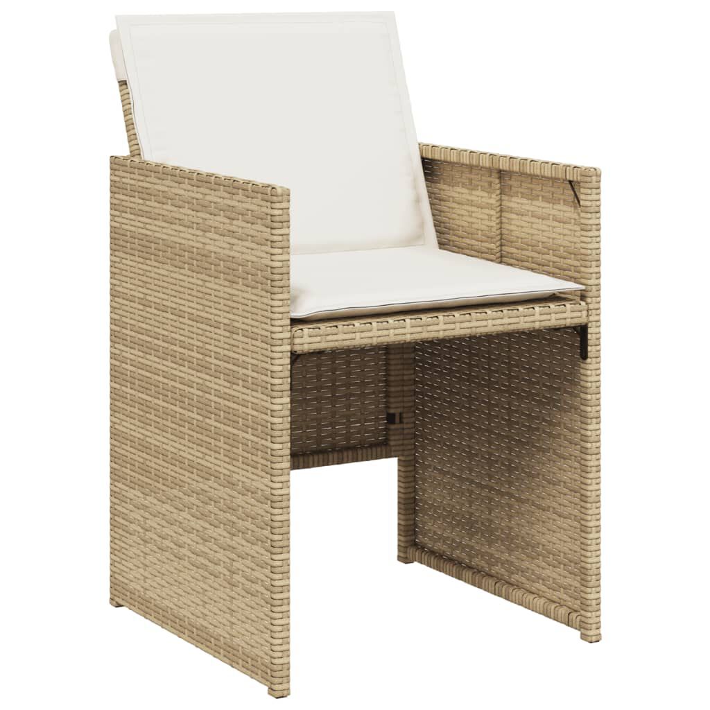 vidaXL 7 Piece Garden Dining Set with Cushions Beige Poly Rattan