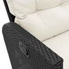 vidaXL Reclining Garden Sofa with Cushions L-shaped Black Poly Rattan