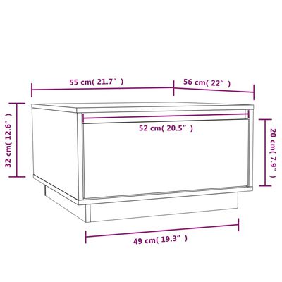 vidaXL Coffee Table Grey 55x56x32 cm Solid Wood Pine