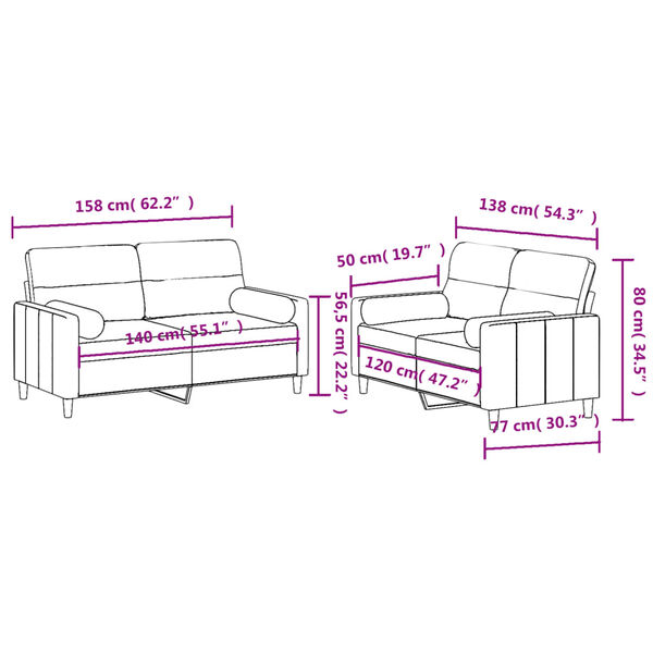 vidaXL 2 Piece Sofa Set with Pillows Dark Grey Fabric