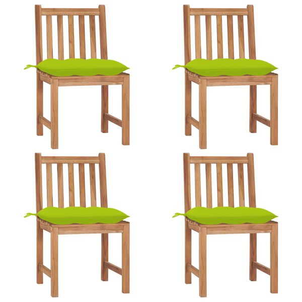 vidaXL Garden Chairs 4 pcs with Cushions Solid Teak Wood