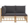 vidaXL 2 Piece Garden Lounge Set with Dark Grey Cushions Bamboo