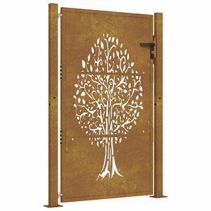 vidaXL Garden Gate 100x125 cm Corten Steel Tree Design