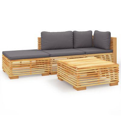 vidaXL 4 Piece Garden Lounge Set with Cushions Solid Wood Teak