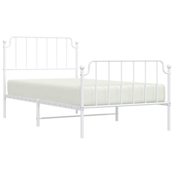vidaXL Metal Bed Frame without Mattress with Footboard White 100x190cm