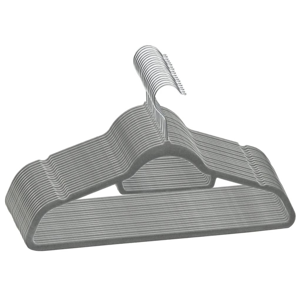 vidaXL 20 pcs Clothes Hanger Set Anti-slip Grey Velvet