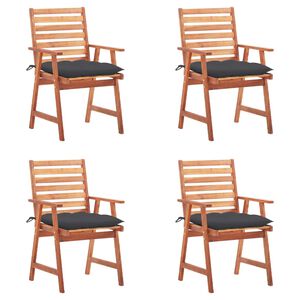 vidaXL Outdoor Dining Chairs 4 pcs with Cushions Solid Acacia Wood