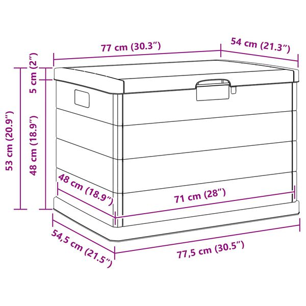 vidaXL Garden Storage Box - Anthracite, 77.5 x 54.5 x 53 cm, Plastic, 170 L