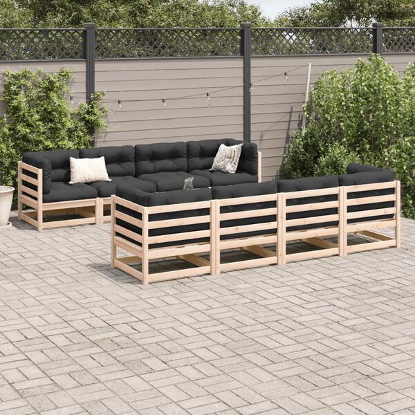 vidaXL 9 Piece Garden Sofa Set with Cushions Solid Wood Pine
