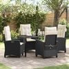 vidaXL Garden Dining Set with Cushion 5 pcs Black Poly Rattan