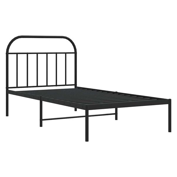 vidaXL Metal Bed Frame without Mattress with Headboard Black 100x190cm