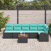 vidaXL Garden Sofa Set with Cushion 7 pcs Black Poly Rattan