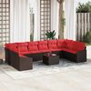 vidaXL Sofa Set with Cushion 11 pcs Brown Poly Rattan