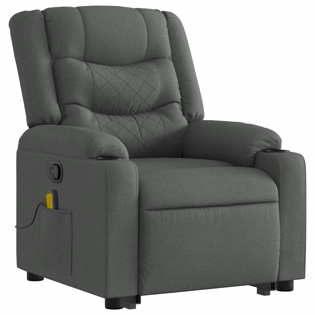 vidaXL Stand up Massage Recliner Chair Dark Grey Fabric