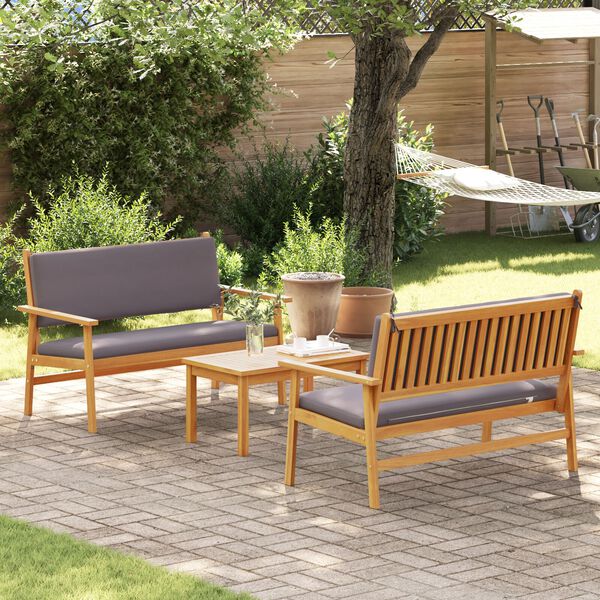 vidaXL 3 Piece Garden Sofa Set with Cushions Solid Wood Acacia