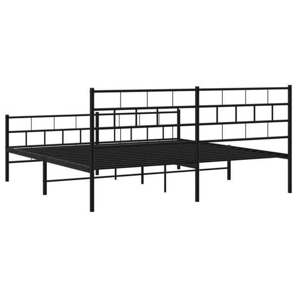 vidaXL Metal Bed Frame without Mattress with Footboard Black 193x203cm