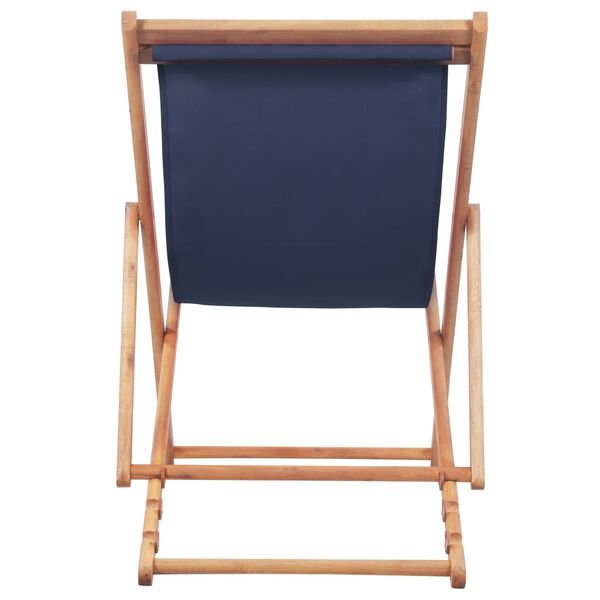 vidaXL Folding Beach Chair Fabric and Wooden Frame Blue