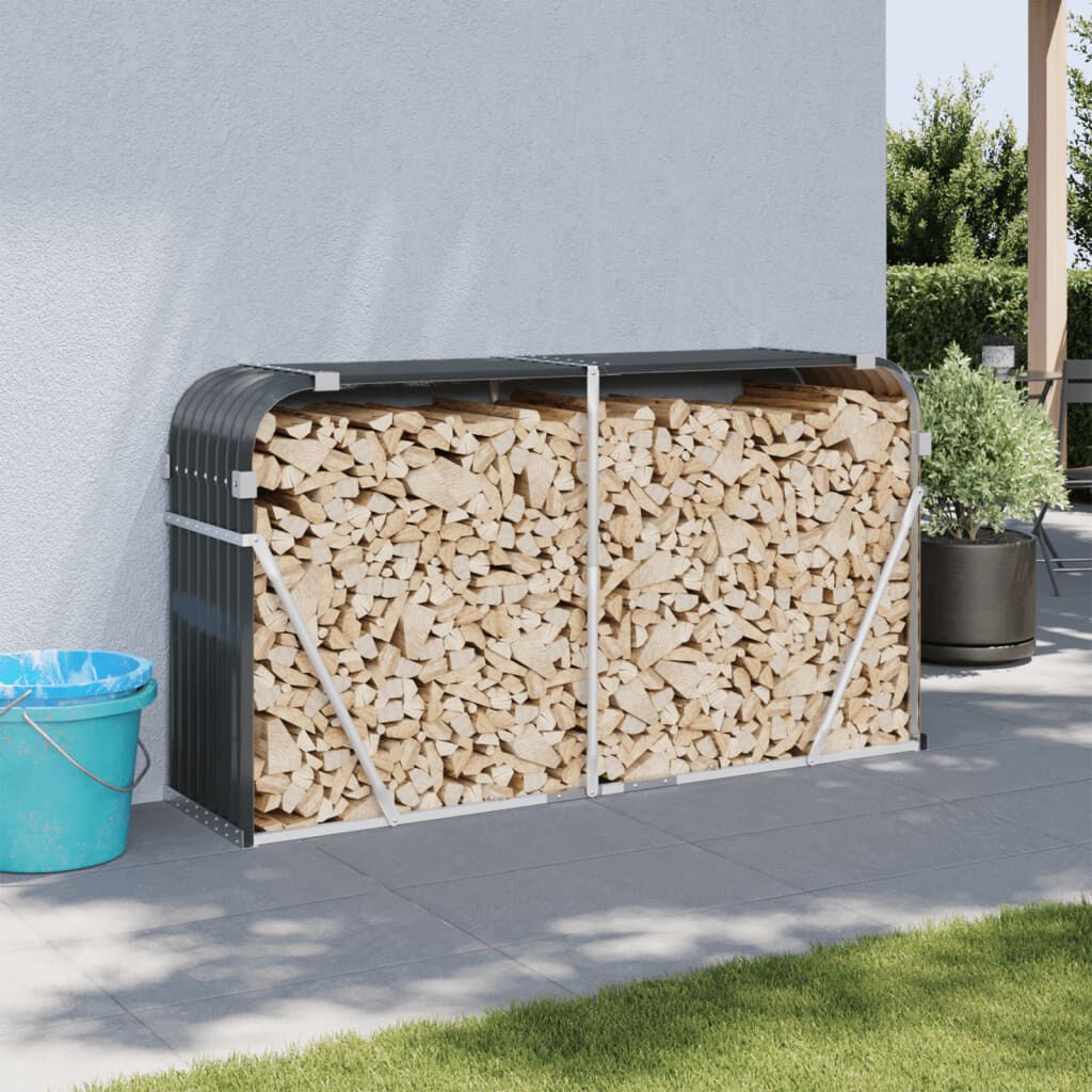 vidaXL Log Holder Anthracite 180x45x100 cm Galvanised Steel