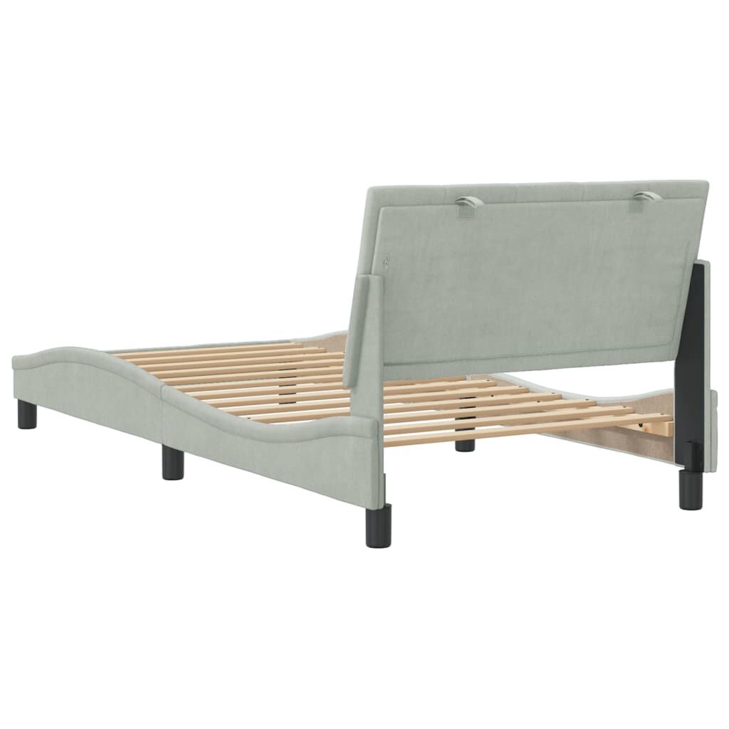 vidaXL Bed Frame without Mattress Light Grey 100x190 cm Velvet