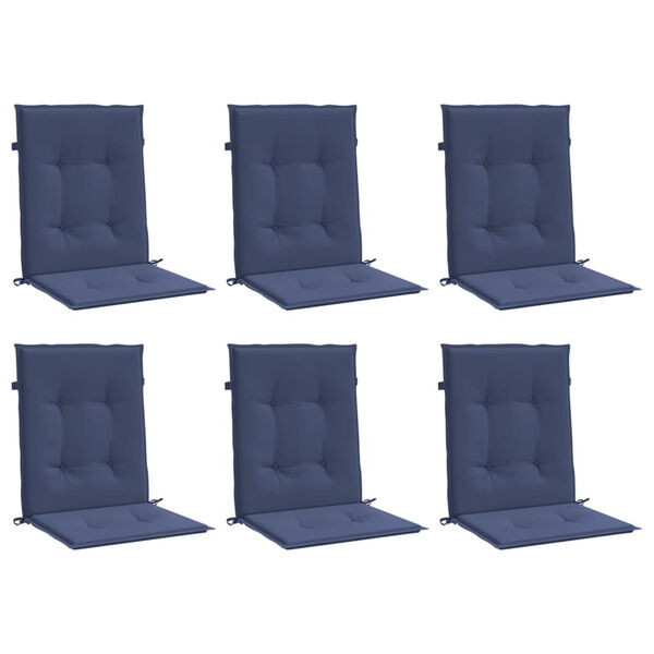 vidaXL Lowback Chair Cushions 6 pcs Navy Blue Fabric