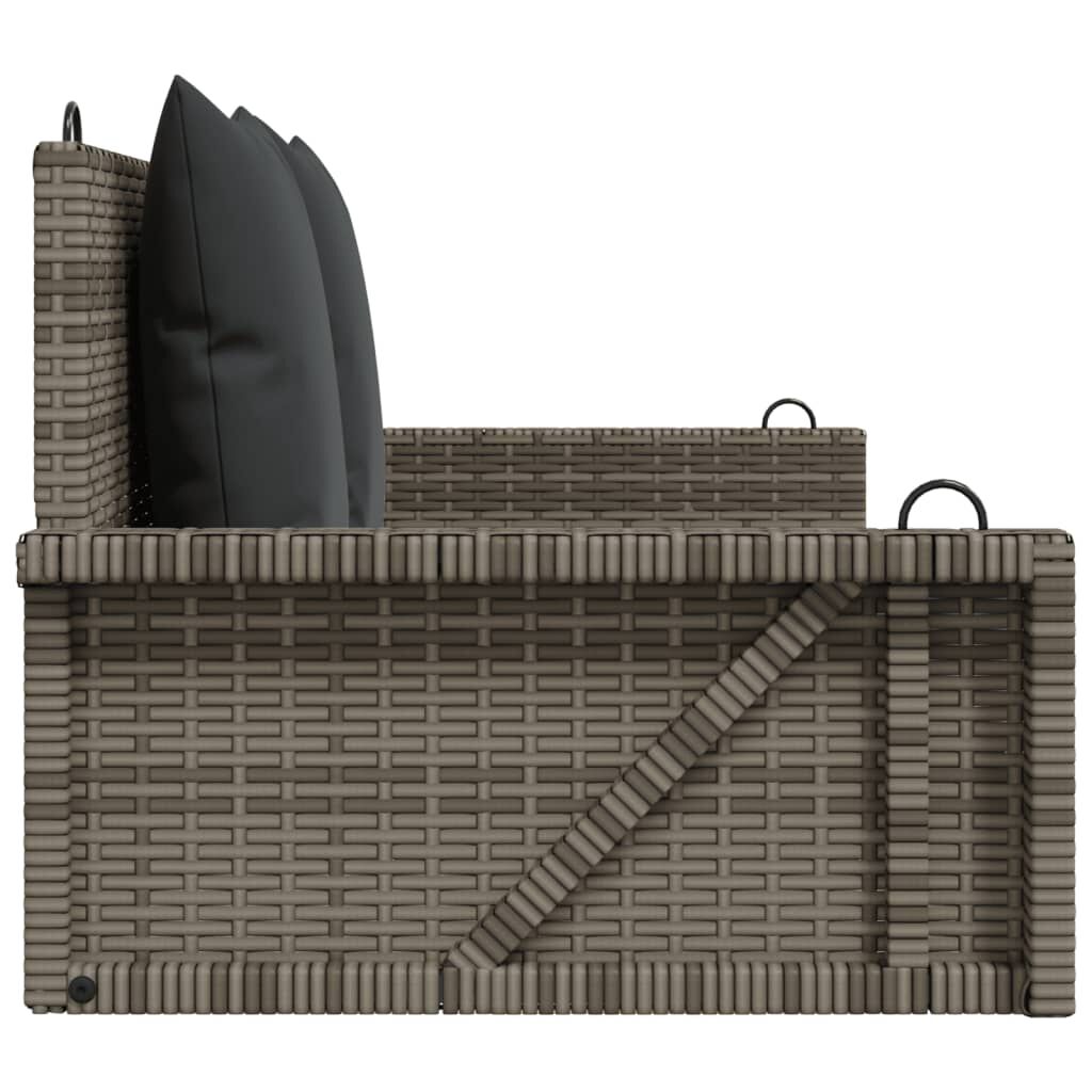 vidaXL Swing Bench with Cushions Grey 119x56x48 cm Poly Rattan