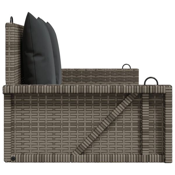 vidaXL Swing Bench with Cushions Grey 119x56x48 cm Poly Rattan