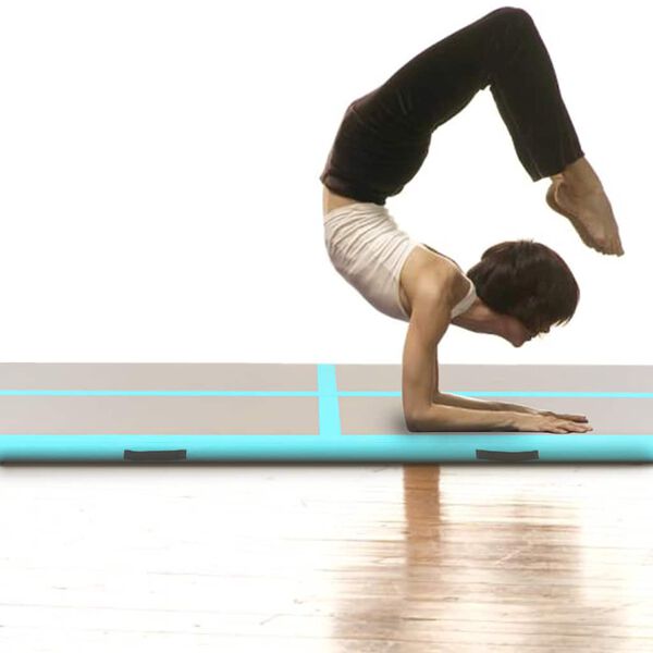 vidaXL Inflatable Gymnastics Mat with Pump 400x100x10 cm PVC Green