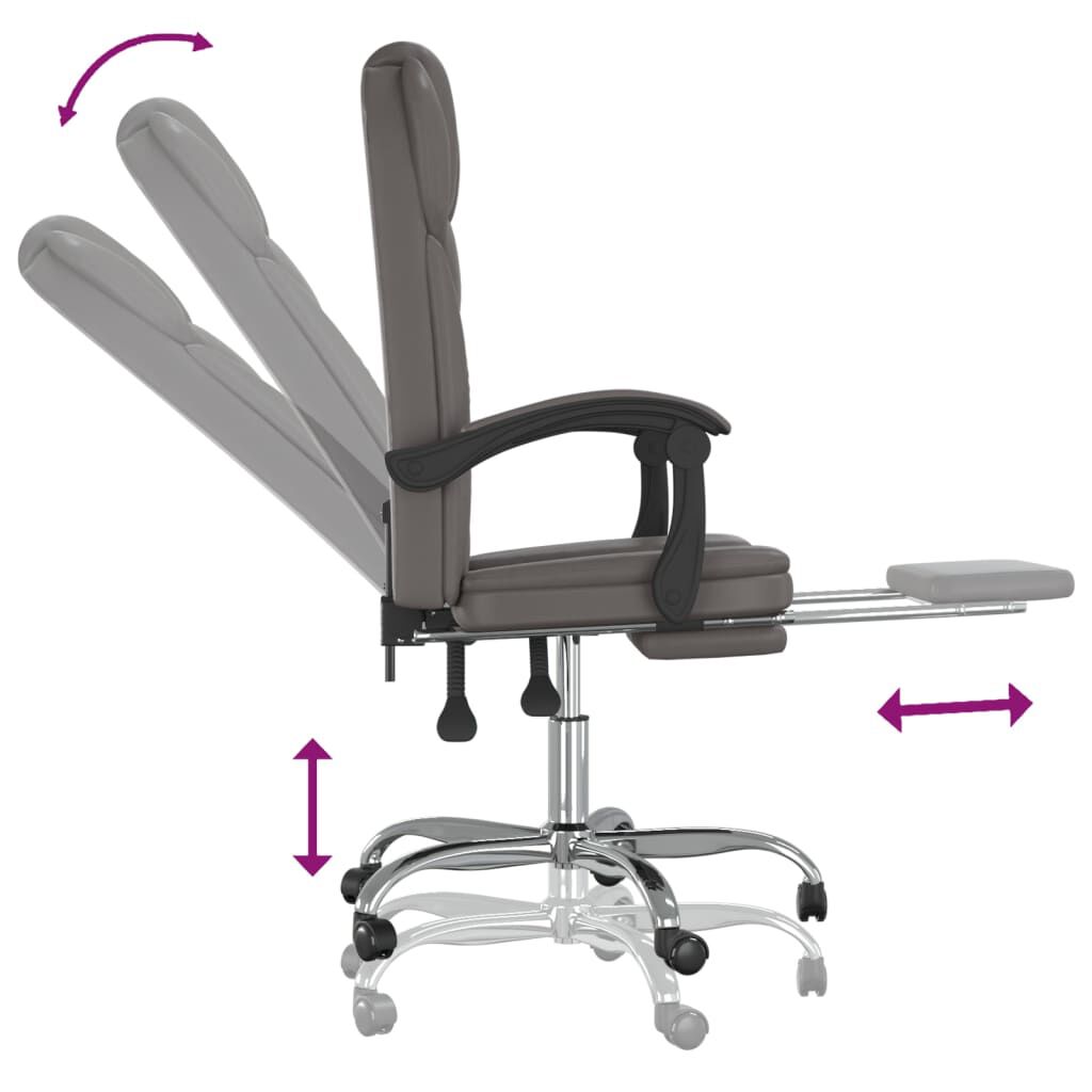vidaXL Reclining Office Chair Grey Faux Leather