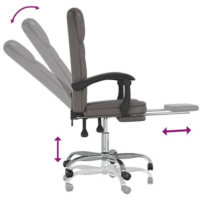 vidaXL Reclining Office Chair Grey Faux Leather