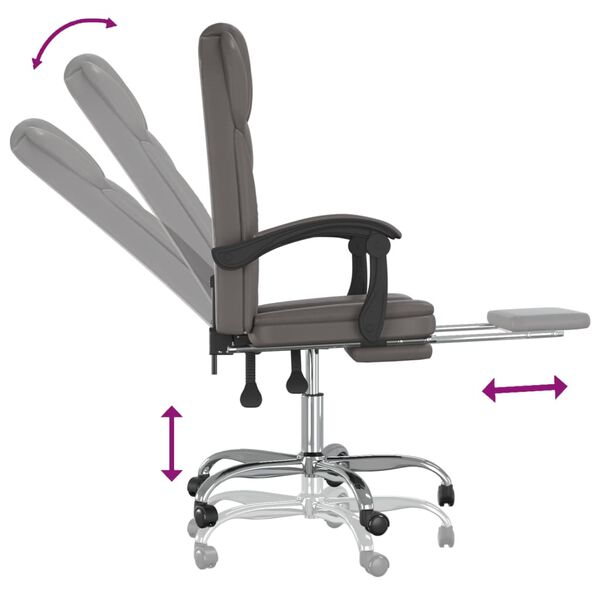 vidaXL Reclining Office Chair Grey Faux Leather