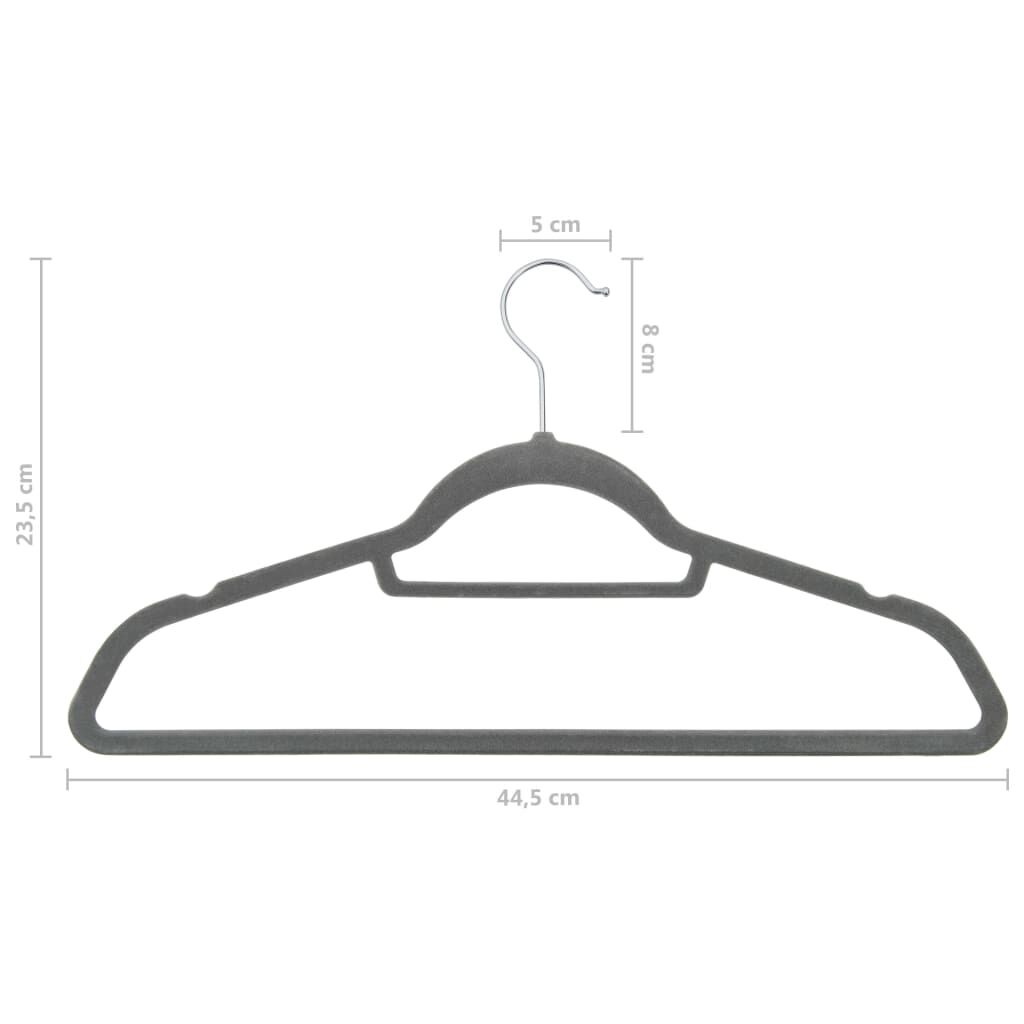 vidaXL 50 pcs Clothes Hanger Set Anti-slip Grey Velvet