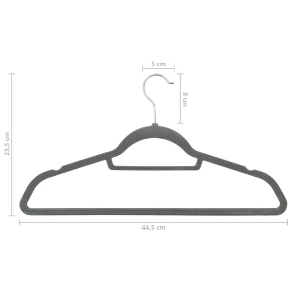vidaXL 50 pcs Clothes Hanger Set Anti-slip Grey Velvet