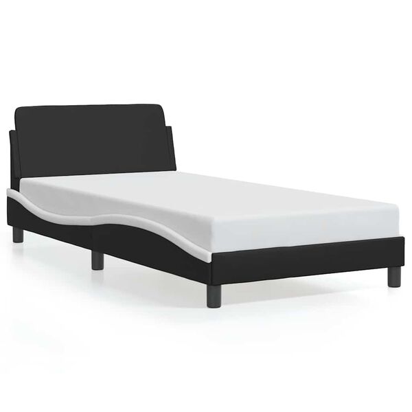 vidaXL Bed Frame "Dover" Black and White 100x190 cm Faux Leather