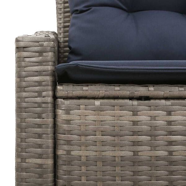 vidaXL 2-Seater Garden Sofa with Cushions Grey Poly Rattan