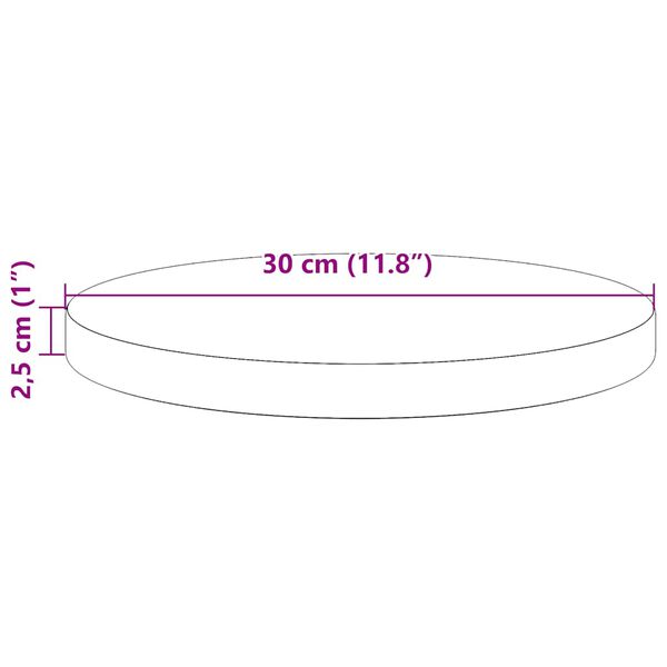 vidaXL Table Top White Ø30x2.5 cm Solid Wood Pine