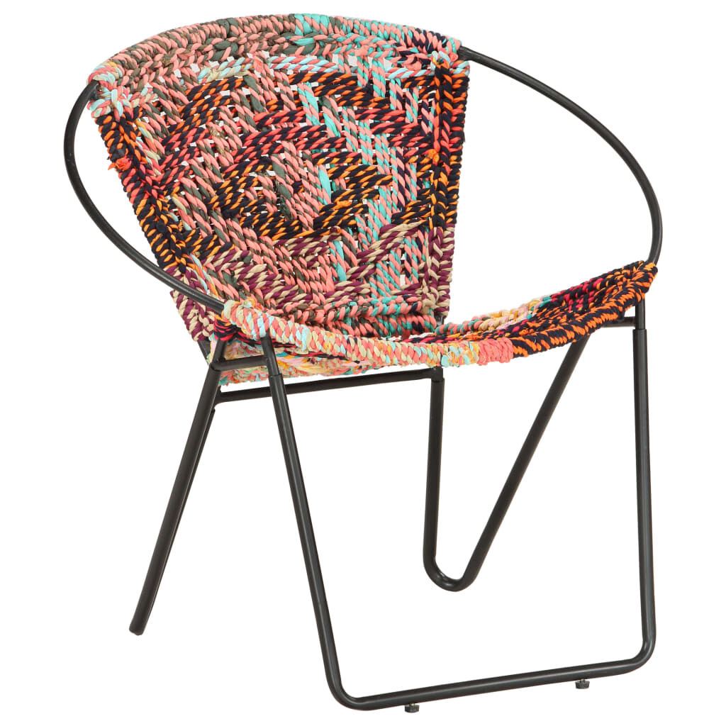 vidaXL Circle Chair Multicolours Chindi Fabric