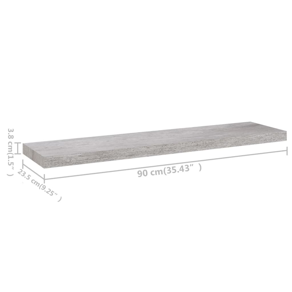 vidaXL Floating Wall Shelf Concrete Grey 90x23.5x3.8 cm MDF