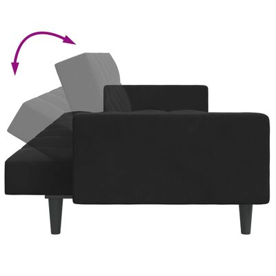 vidaXL 2-Seater Sofa Bed with Footstool Black Velvet