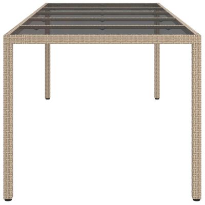 vidaXL Garden Table Beige 250x100x75 cm Tempered Glass and Poly Rattan