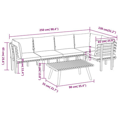 vidaXL 6 Piece Garden Lounge Set with Cushions Solid Wood Acacia