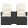 vidaXL Reclining Garden Sofa 2-Seater with Table Black Poly Rattan
