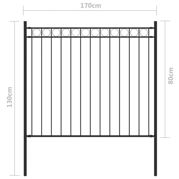 vidaXL Garden Fence Steel 1.81x0.8 m Black