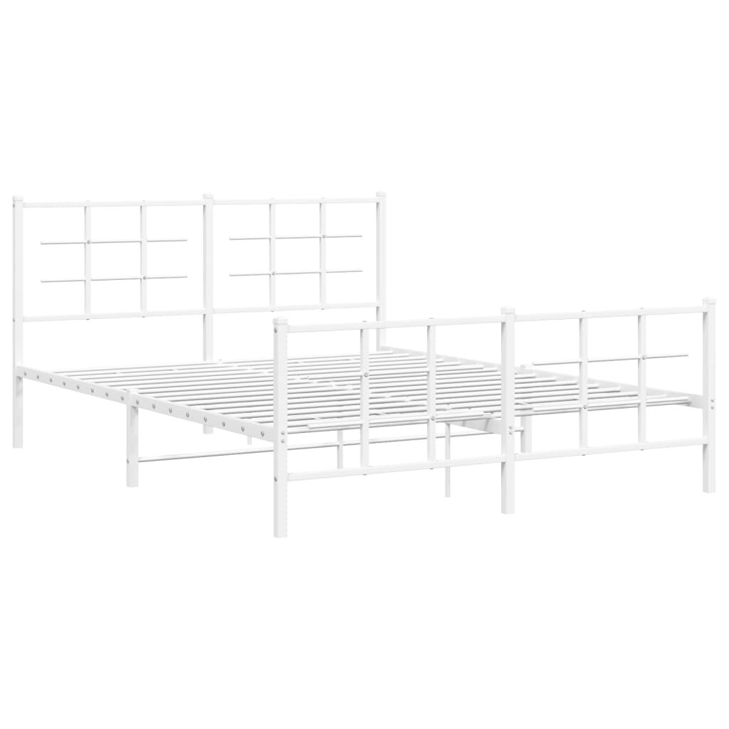 vidaXL Metal Bed Frame without Mattress with Footboard White 150x200cm