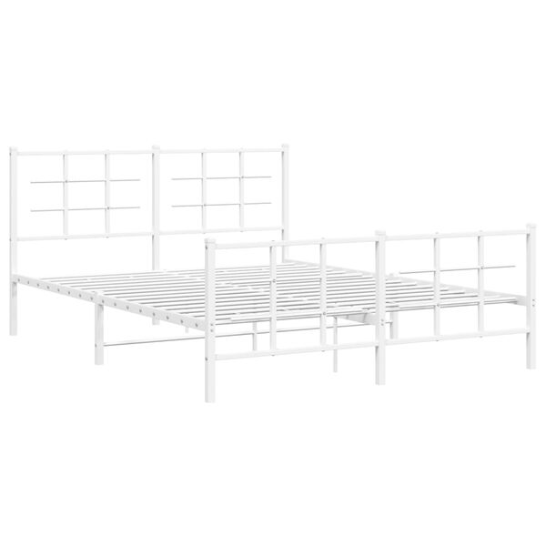 vidaXL Metal Bed Frame without Mattress with Footboard White 150x200cm
