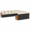 vidaXL 11 Piece Garden Sofa Set with Cushions Black Poly Rattan