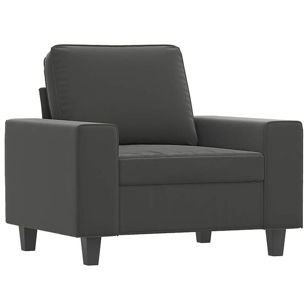 vidaXL Sofa Chair with Footstool Dark Grey 60 cm Microfibre Fabric